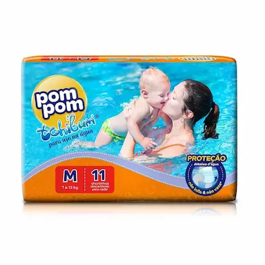Fralda Pom Pom Praia e Piscina Tchibum M - 11 Unidades