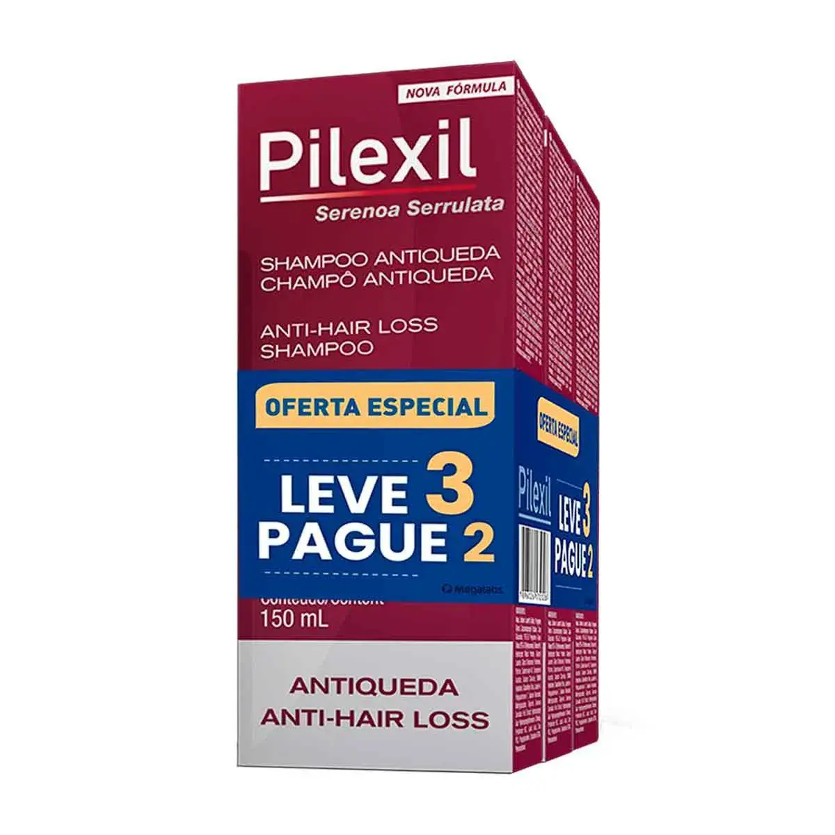 Kit Shampoo Pilexil Antiqueda com 3 unidades de 150ml cada