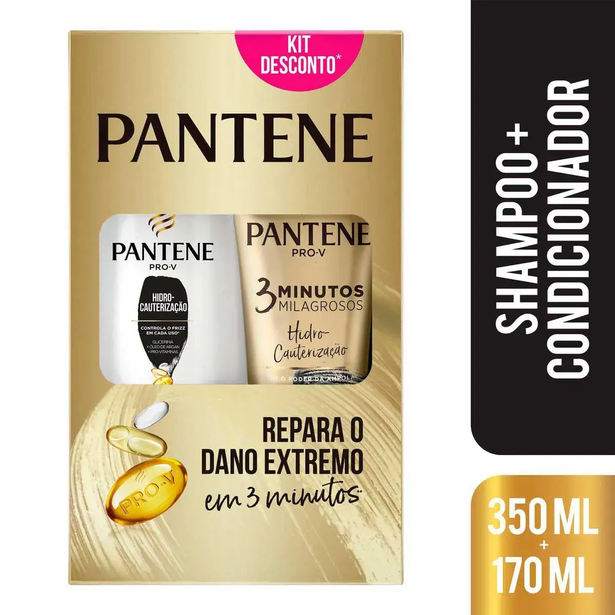 Kit Shampoo Pantene Hidra-Cauterização com 350ml + Condicionador 3 Minutos Milagrosos com 170ml