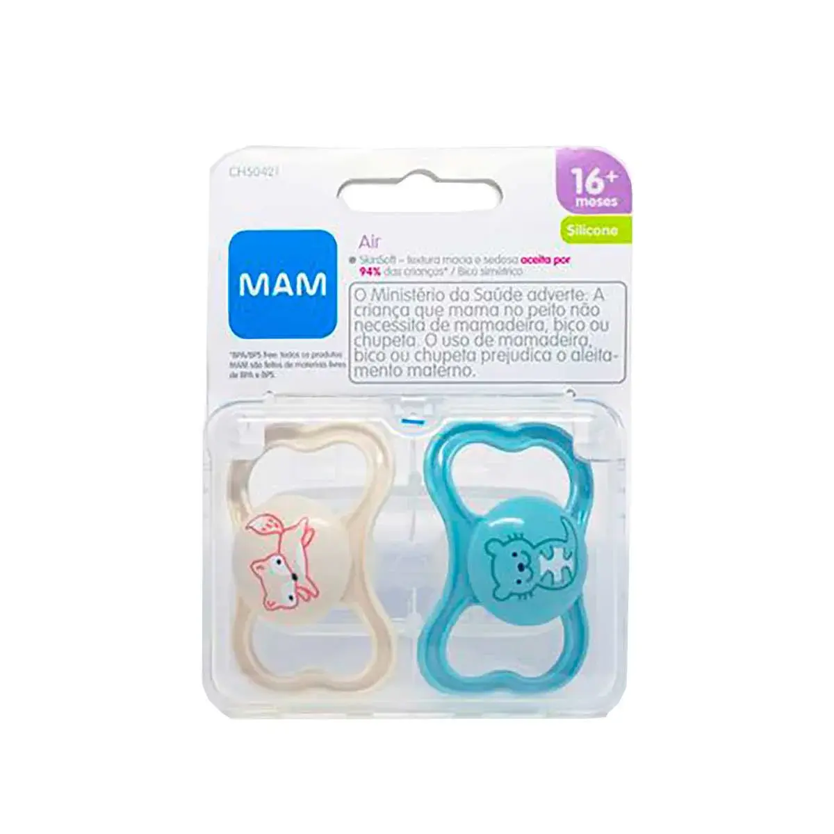 Kit Chupeta MAM Air Cor Azul - Maiores de 16 Meses com 2 unidades