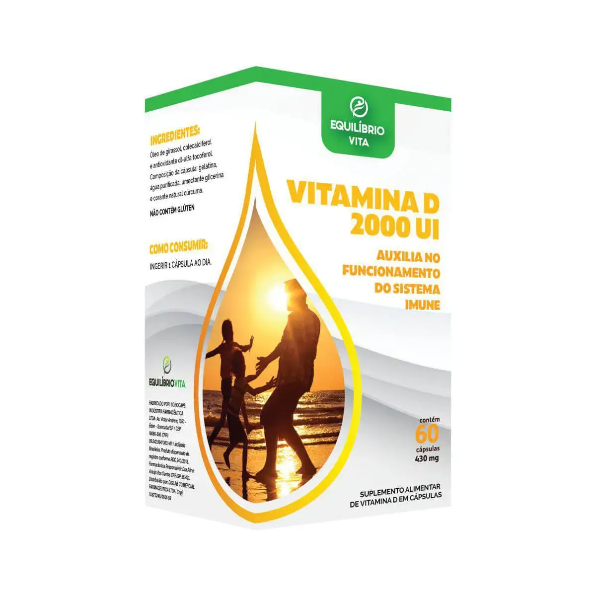 Suplemento Alimentar Vitamina D 2000 UI Equilíbrio Vita com 60 Cápsulas