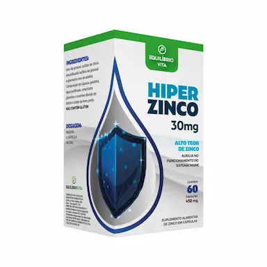 Suplemento Alimentar Hiper Zinco 30mg Equilíbrio Vita com 60 Cápsulas