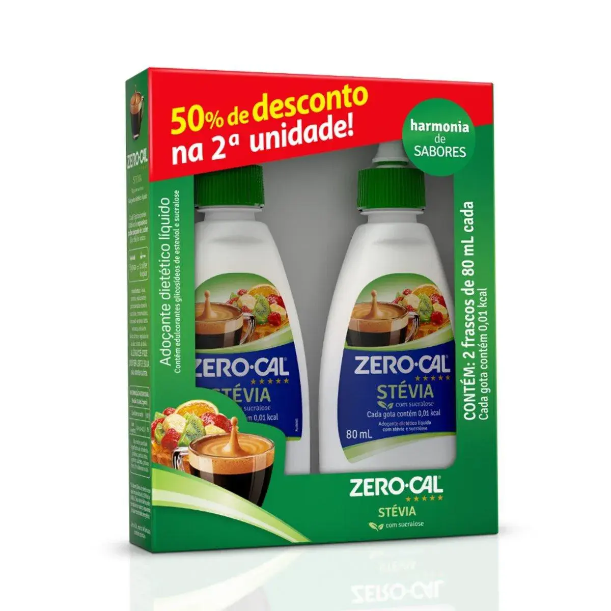 Kit Adoçante Líquido Zero-Cal Stévia 2 unidades de 80ml cada
