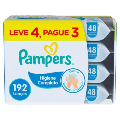 Kit Lenço Umedecido Pampers Higiene Completa com 192 unidades