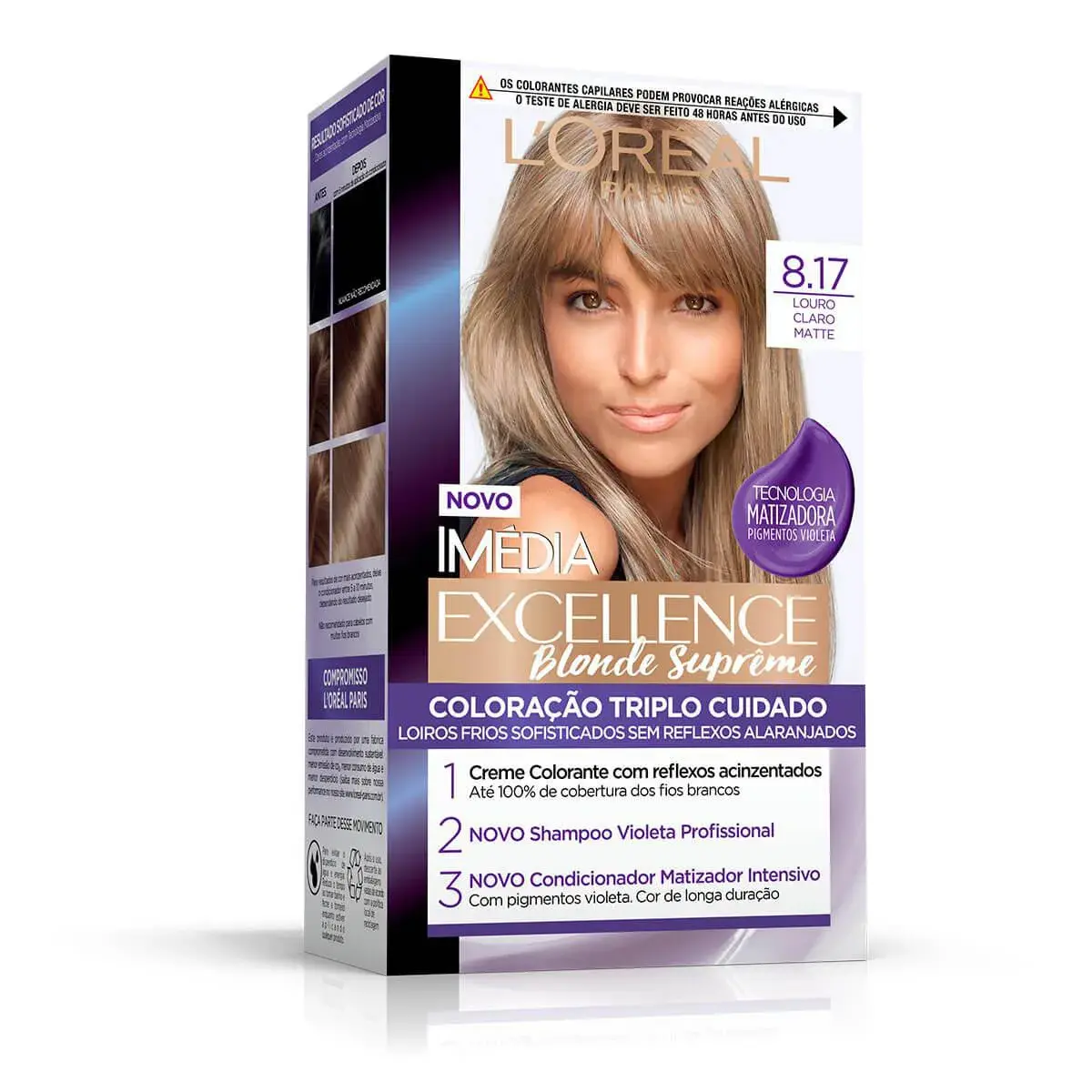 Tintura Permanente Imédia Excellence Blonde Supreme 8.17 Louro Claro Matte com 1 unidade