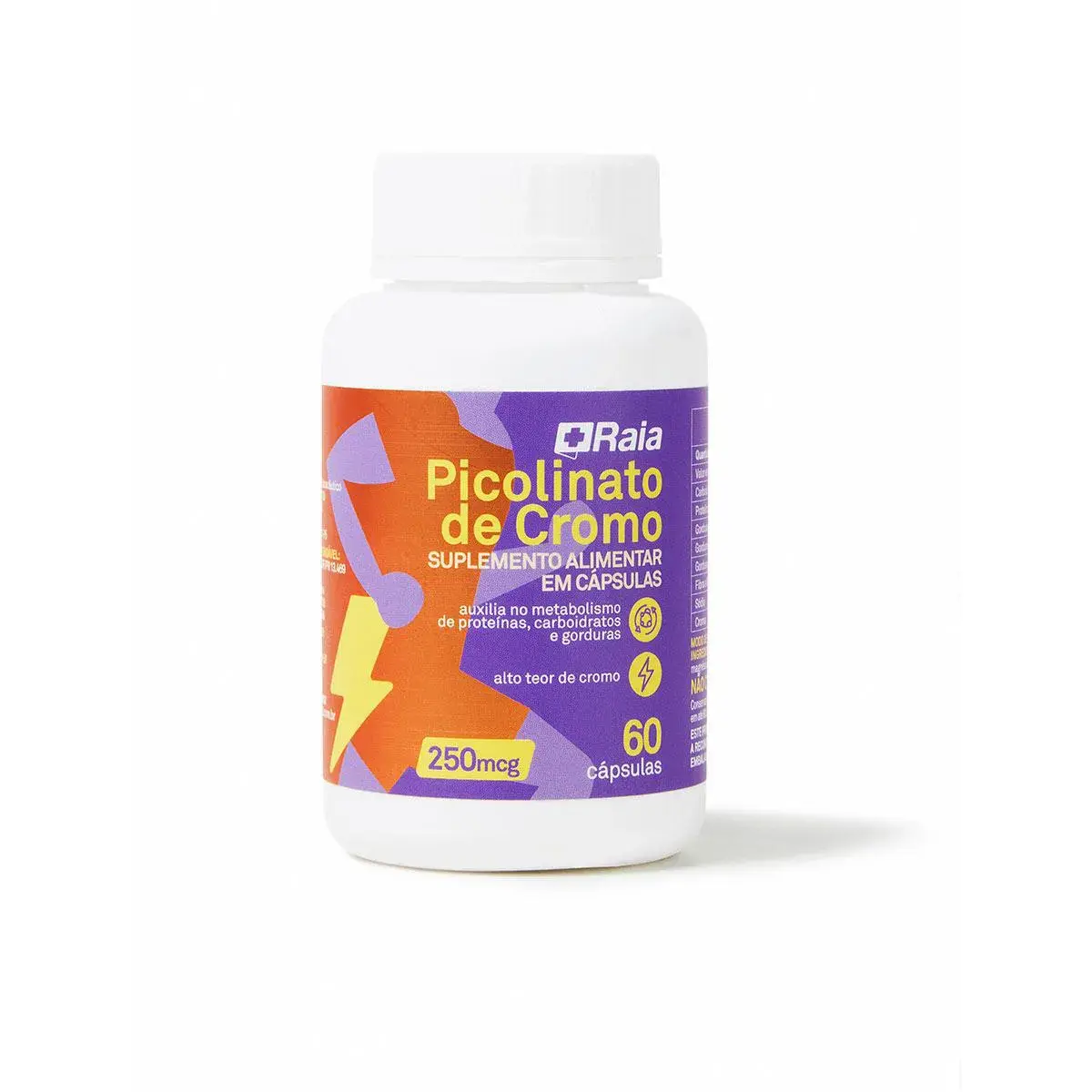 Suplemento Alimentar Picolinato de Cromo 250mcg Raia 60 Cápsulas