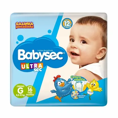 Fralda Babysec Ultrasec Jumbinho Galinha Pintadinha G - 16 Unidades