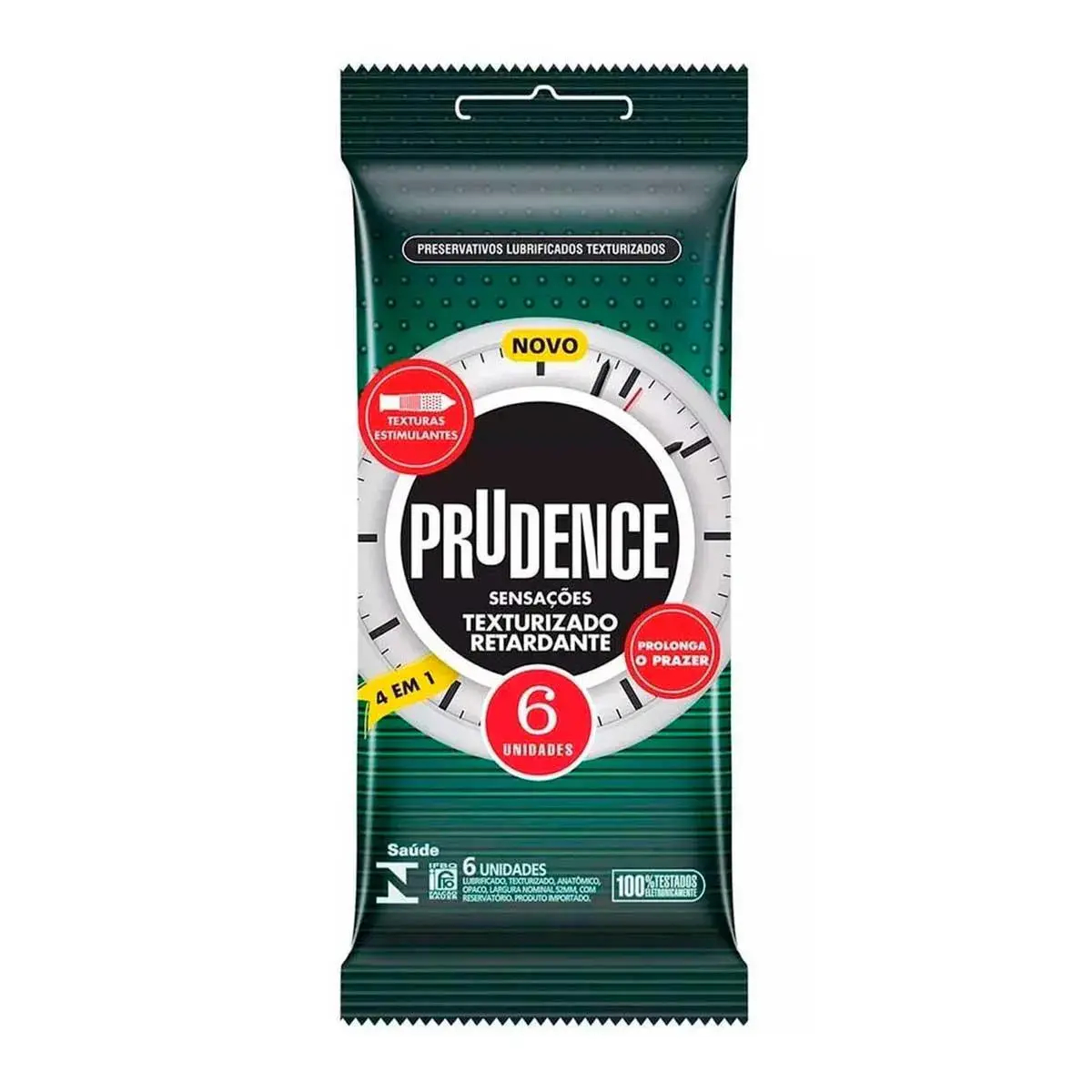 Preservativo Prudence Sensações Texturizado Retardante com 6 Unidades