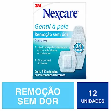 Curativo 3M Nexcare Remoção Sem Dor com 12 unidades