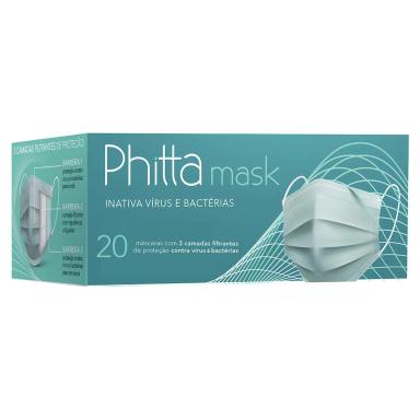 Máscara Cirúrgica Phitta Mask Efeito Virucida Tripla Proteção com 20 unidades