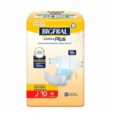 Fralda Adulto Bigfral Derma Plus Tamanho Juvenil 10 unidades