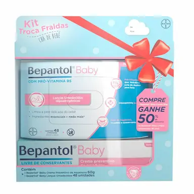 Kit Bepantol Baby Creme Contra Assadura 60g + Lenço Umedecido 48 Unidades