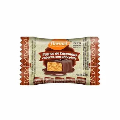 Paçoca Flormel de Castanhas coberta com Chocolate Zero Açúcar com 1 unidade