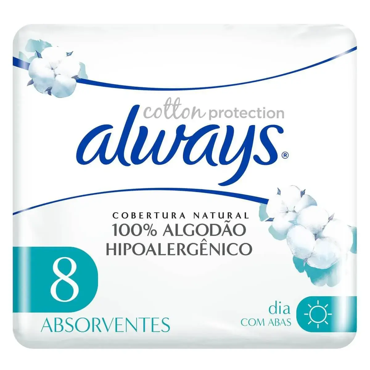Absorvente Always Hipoalergênico Cotton Protection com Abas com 8 Unidades