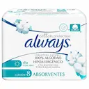Absorvente Always Hipoalergênico Cotton Protection com Abas com 8 Unidades