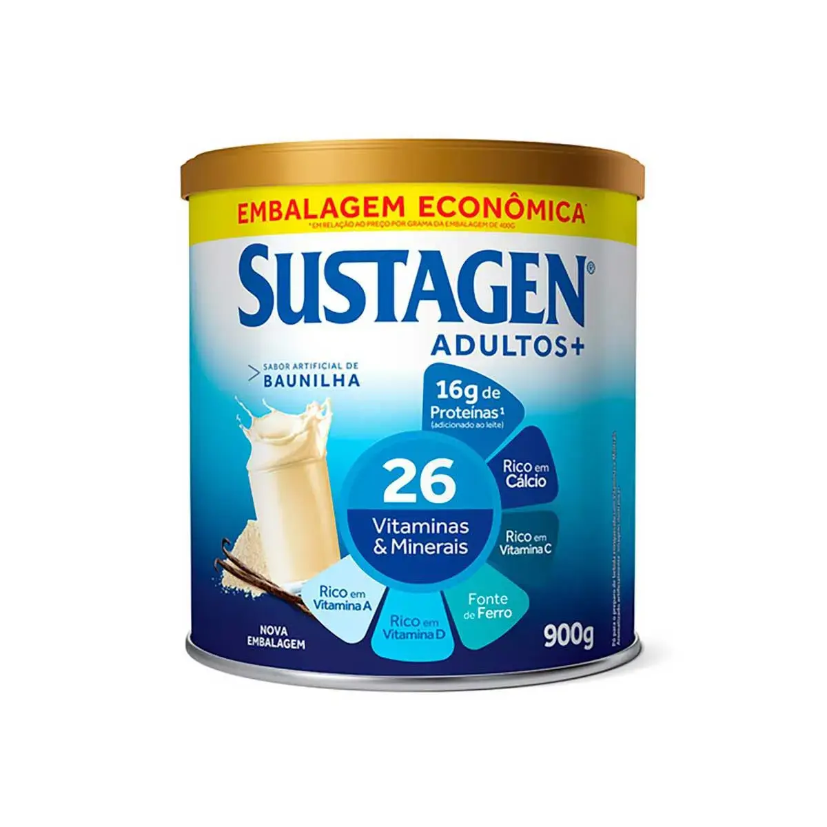 Complemento Alimentar Sustagen Adultos+ Baunilha com 900g
