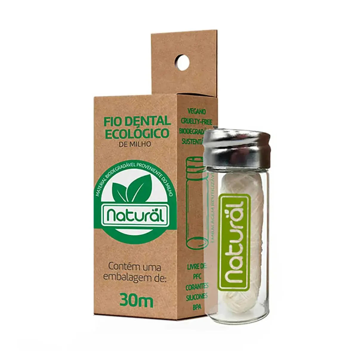 Fio Dental Ecológico de Milho Natural com 1 unidade de 30m