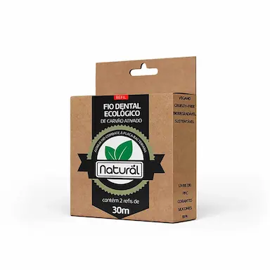 Fio Dental Ecológico de Carvão Ativado Natural com 2 refis