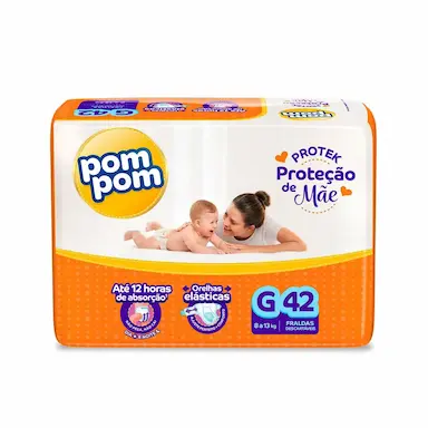 Fralda Pom Pom Protek Proteção de Mãe G - 42 Unidades