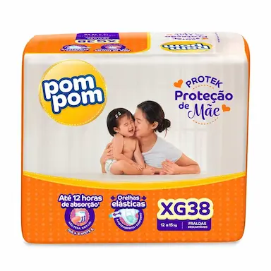 Fralda Pom Pom Protek Proteção de Mãe XG - 38 Unidades