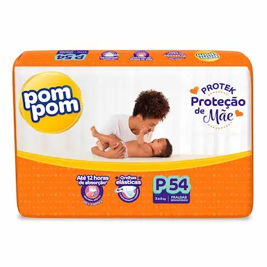 Fralda Pom Pom Protek Proteção de Mãe P - 54 Unidades