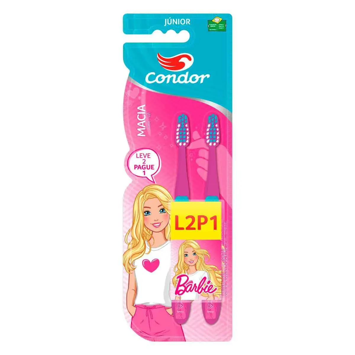 Kit Escova de Dente Condor Júnior Barbie com 2 unidades