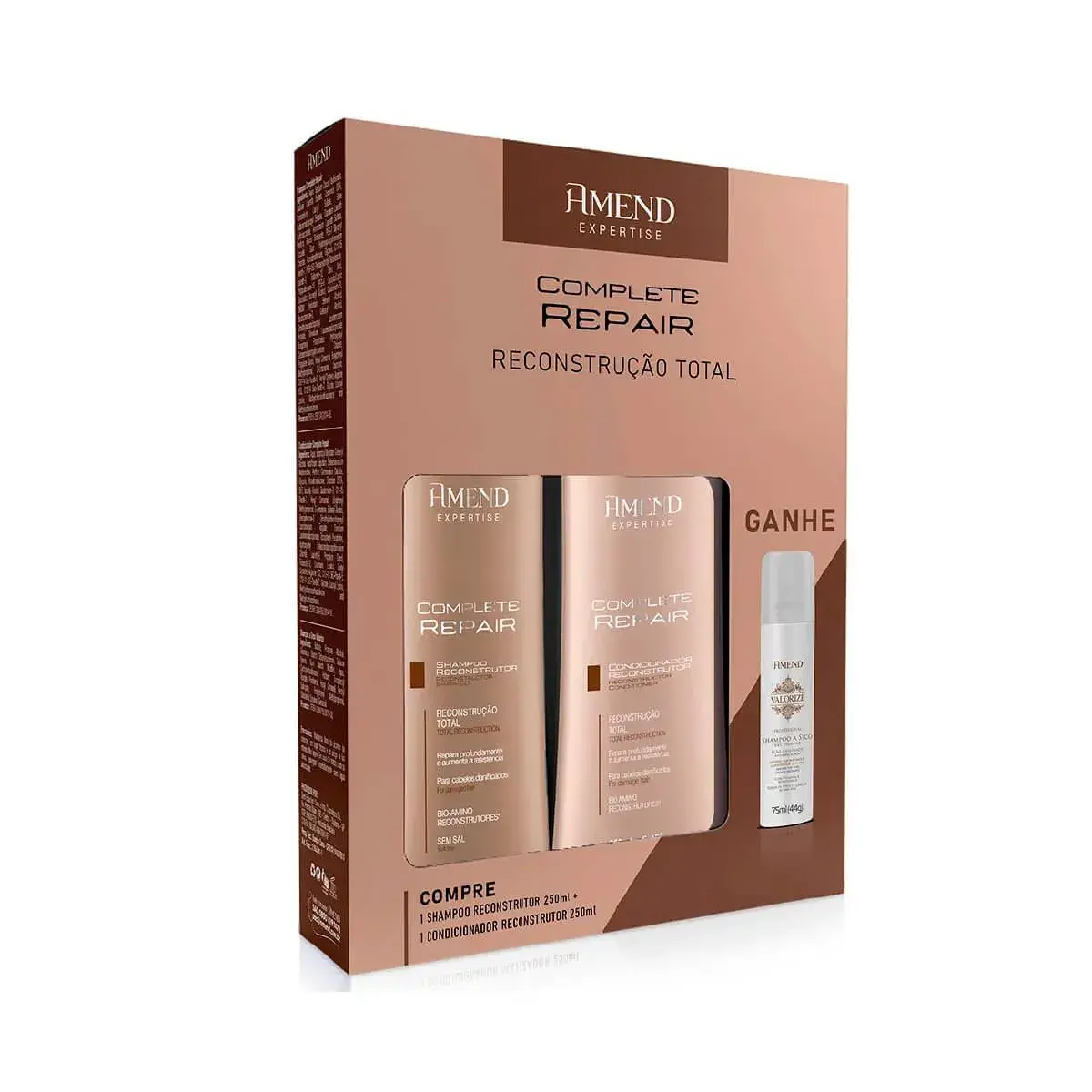 Kit Shampoo + Condicionador Amend Complete Repair 250ml cada + Shampoo a Seco 75ml