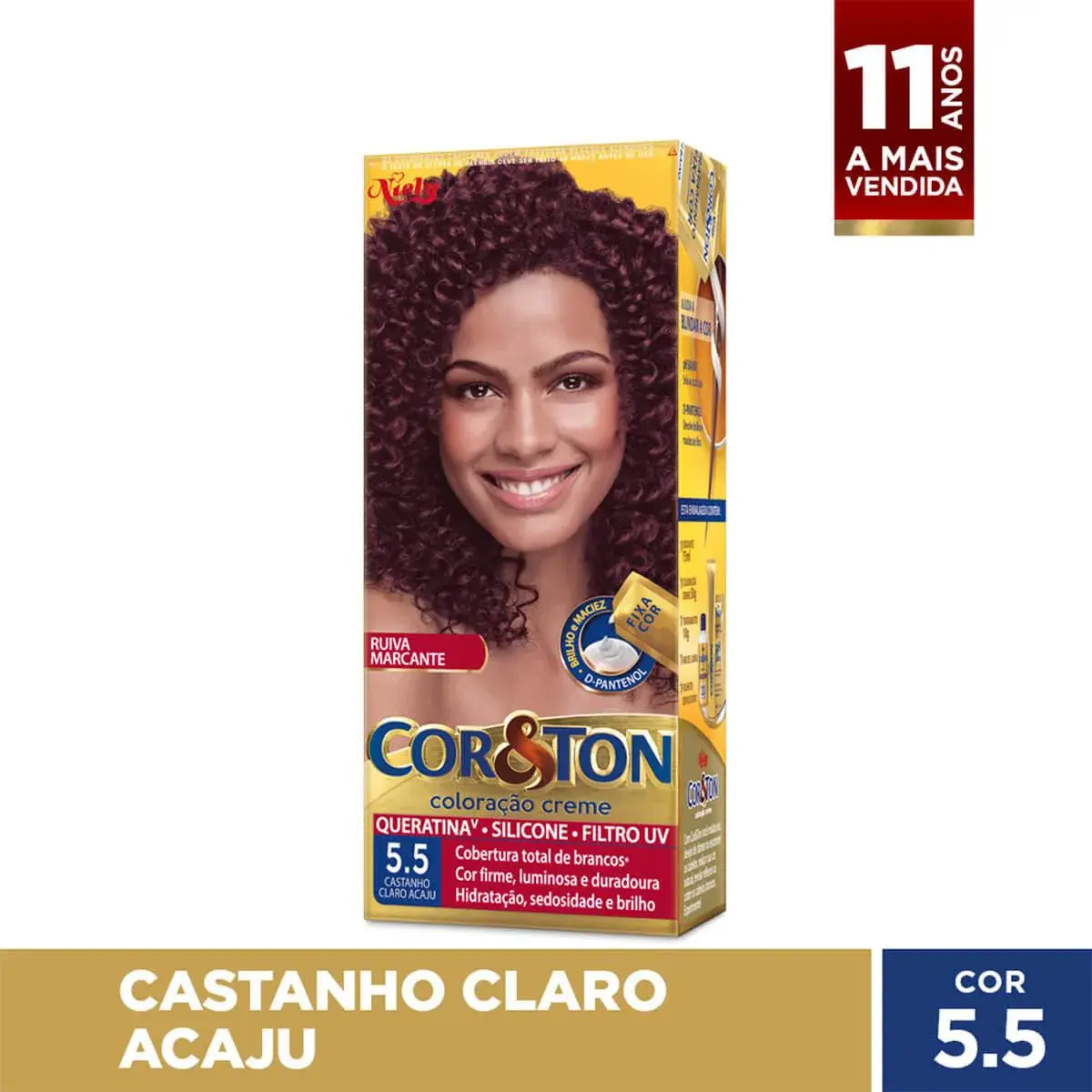 Tintura Cor&Ton Niely 5.5 Castanho Claro Acaju com 1 Unidade