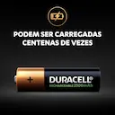 Pilha Alcalina Duracell Recarregável AA com 4 unidades