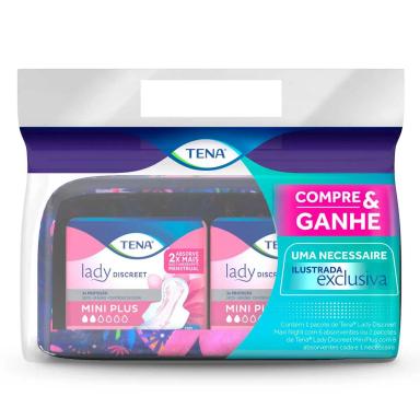Absorvente para Incontinência Urinária Tena Lady Discreet Mini Plus com Abas com 2 unidades + Necessaire exclusiva