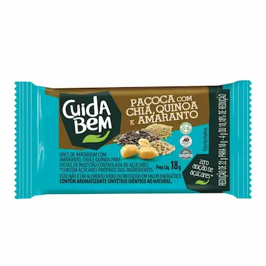 Paçoca Cuida Bem com Chia, Quinoa e Amaranto com 18g