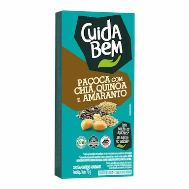 Paçoca Cuida Bem com Chia, Quinoa e Amaranto com 4 unidades