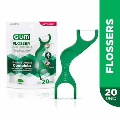 Fio Dental com Cabo G.U.M Flosser Dual Technique com 20 unidades
