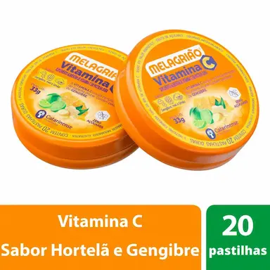 Pastilha Melagrião Vitamina C Mel, Limão e Gengibre 20 unidades