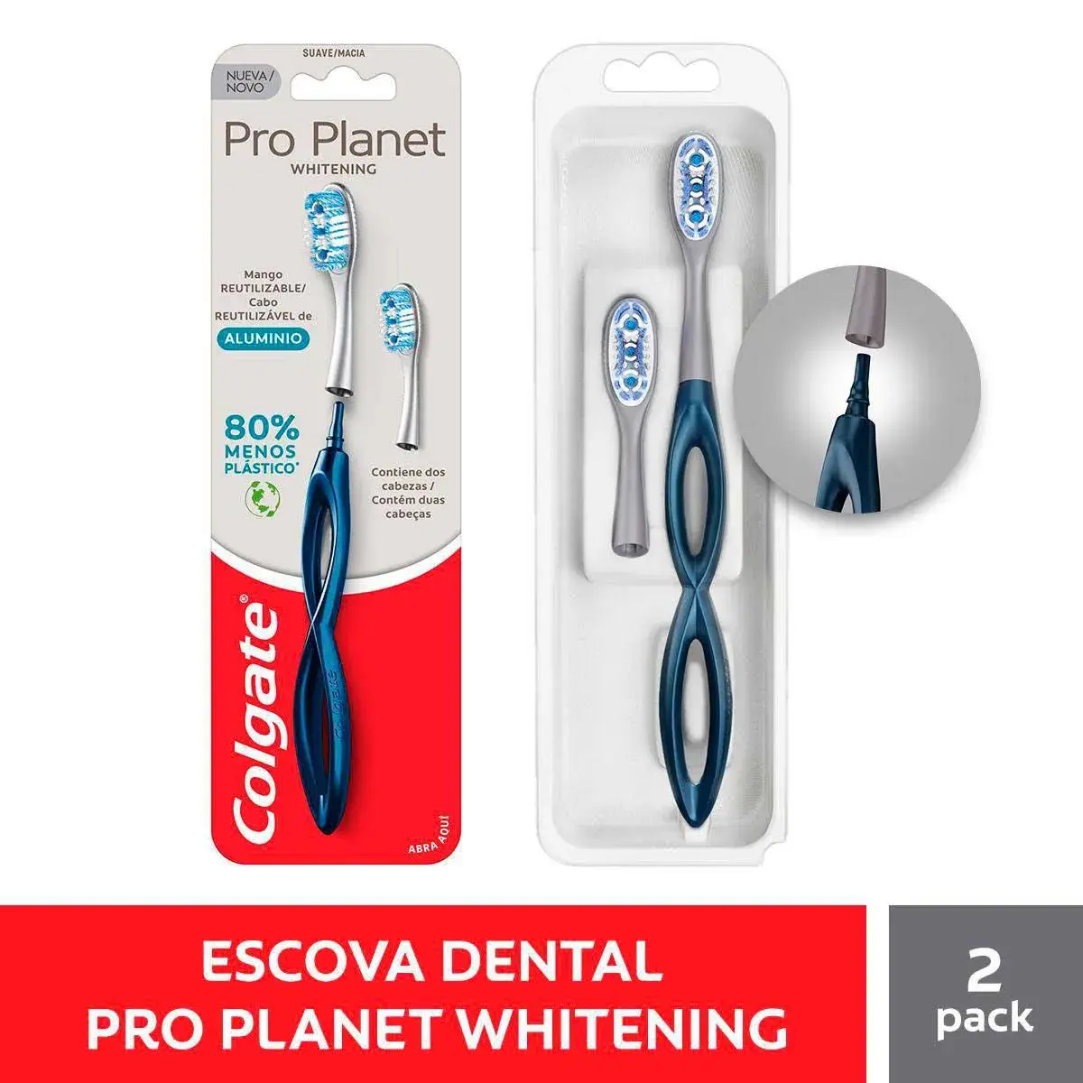 Escova de Dente Colgate Pro Planet com 2 cabeças