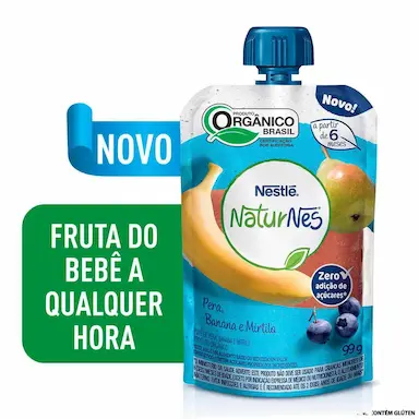 Purê Orgânico Nestlé Naturnes Pera, Banana e Blueberry com 99g