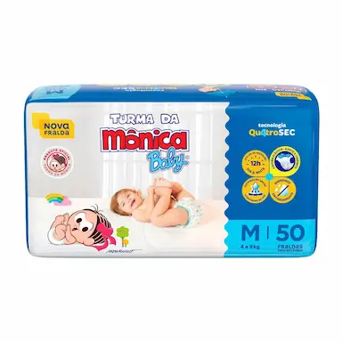 Fralda Turma da Mônica Baby M - 50 Unidades