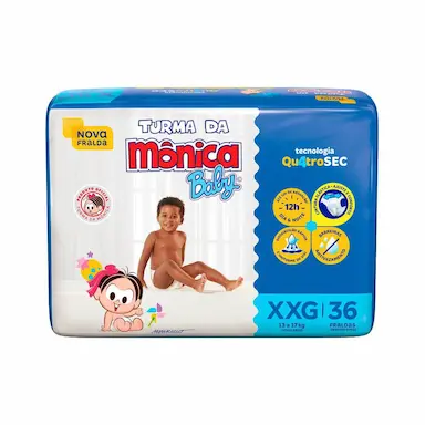 Fralda Turma da Mônica Baby XXG - 36 Unidades