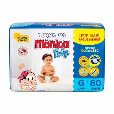 Fralda Turma da Mônica Baby G - 80 Unidades