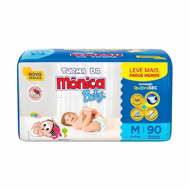Fralda Turma da Mônica Baby M - 90 Unidades