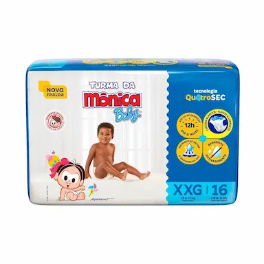 Fralda Turma da Mônica Baby XXG - 16 Unidades