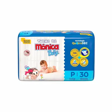 Fralda Turma da Mônica Baby P - 30 Unidades