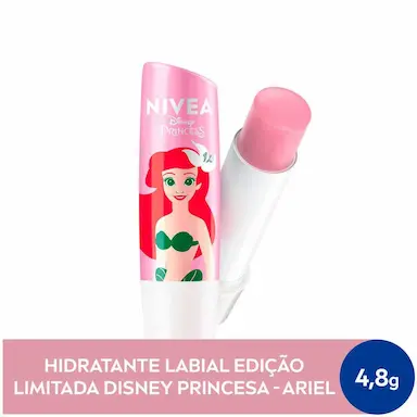 Hidratante Labial Nivea Pérola Shine Disney Ariel com 4,8g