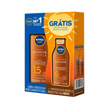 Kit Protetor Solar Nivea Sun Protect&Bronze FPS15 com 200ml + Loção Bronzeadora Intensive&Bronze com 125ml