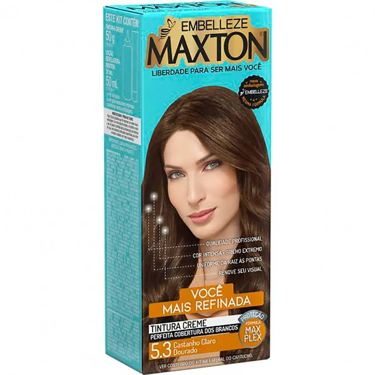 Tintura Creme Maxton 5.3 Castanho Claro Dourado com 1 Unidade