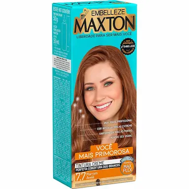 Tintura Creme Maxton 7.7 Marrom Avelã com 1 Unidade