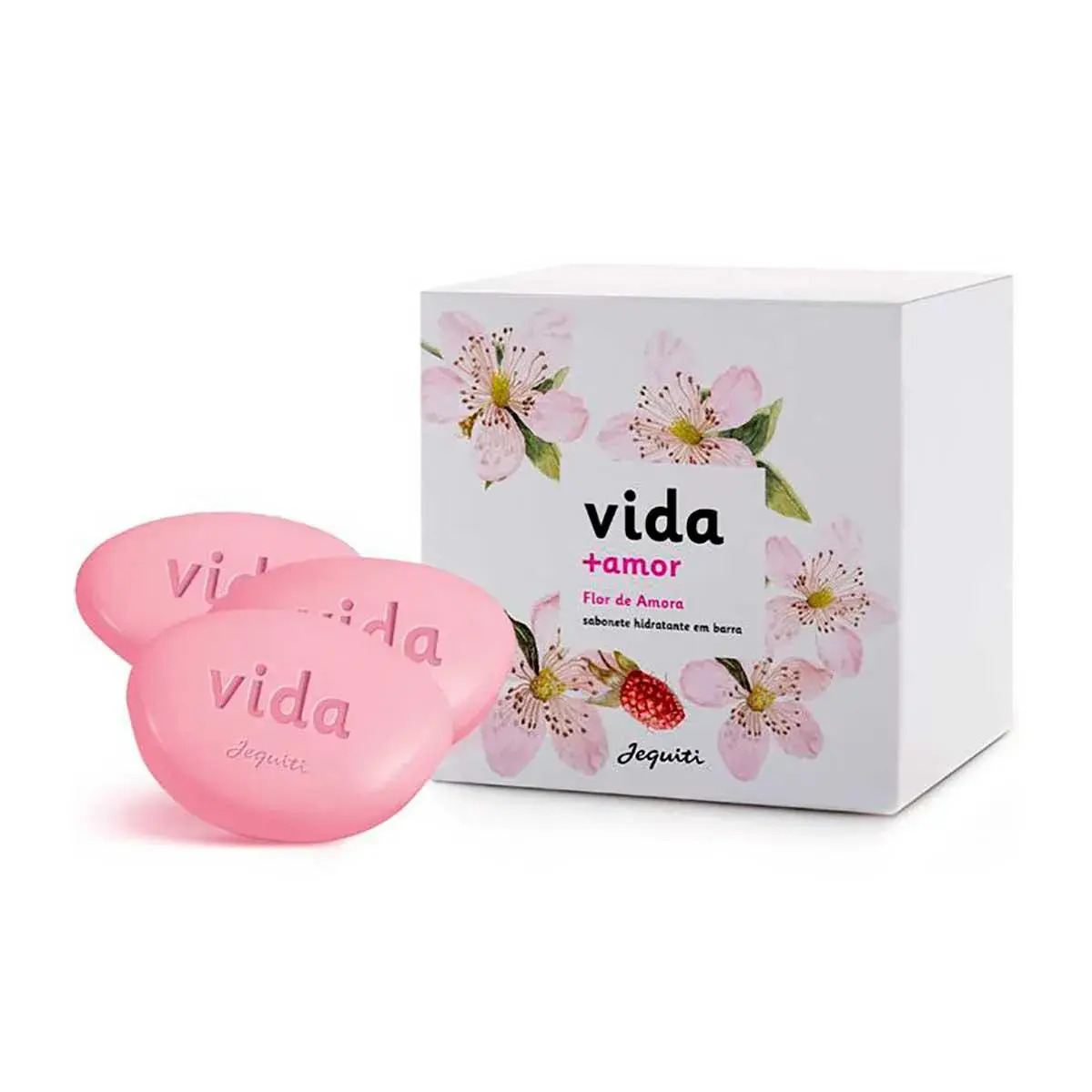 Kit Sabonete em Barra Jequiti Vida + Amor Flor de Amora com 3 Unidades