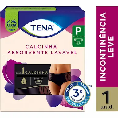 Roupa Íntima Feminina Tena Lavável Preta P 1 unidade