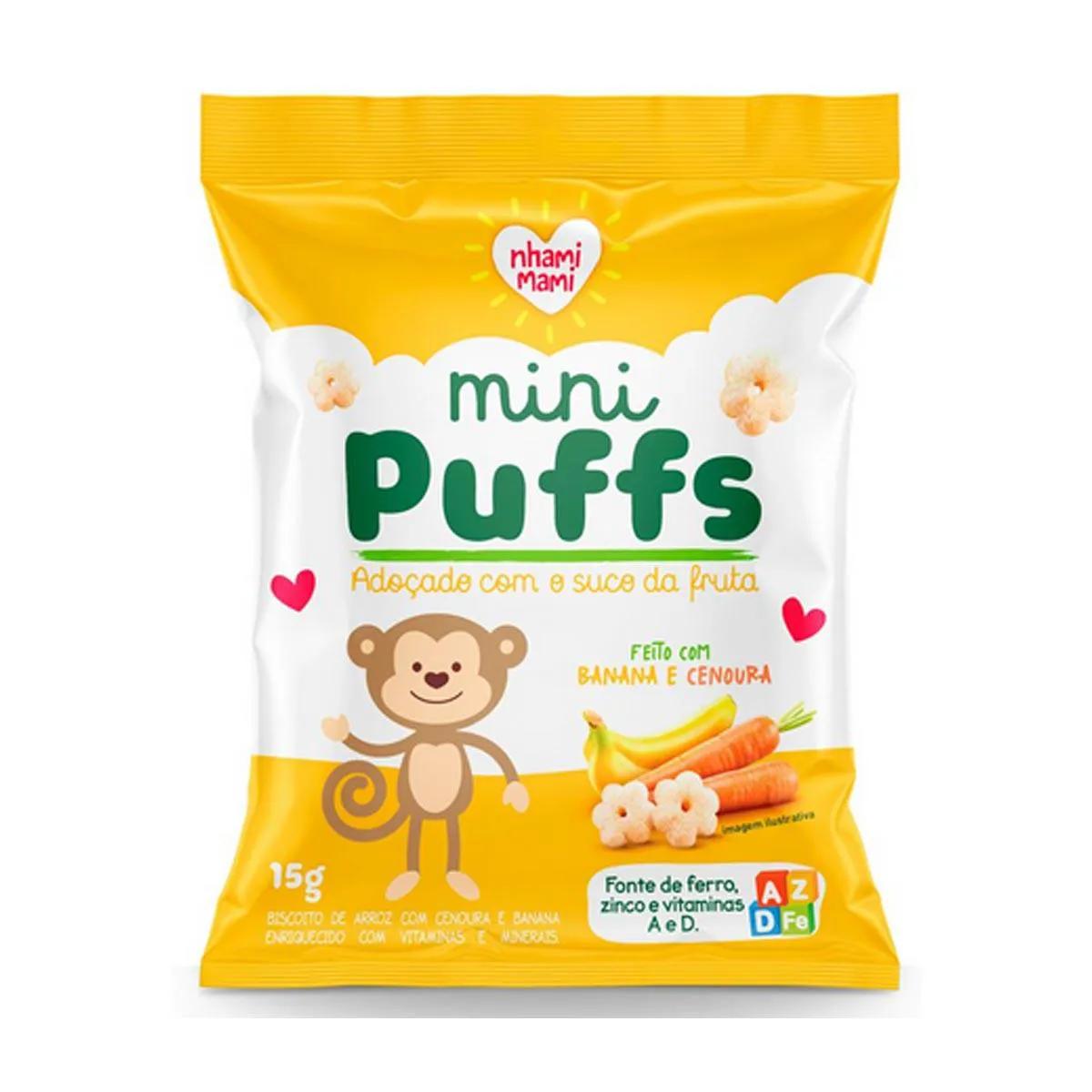 Biscoito de Arroz Mini Puffs Banana e Cenoura com 15g
