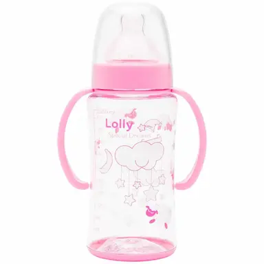 Mamadeira Lolly Big Dreams com Alça Rosa com 350ml